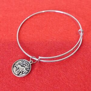 Zodiac Taurus Silver medallion adjustable Astrology symbol bracelet
